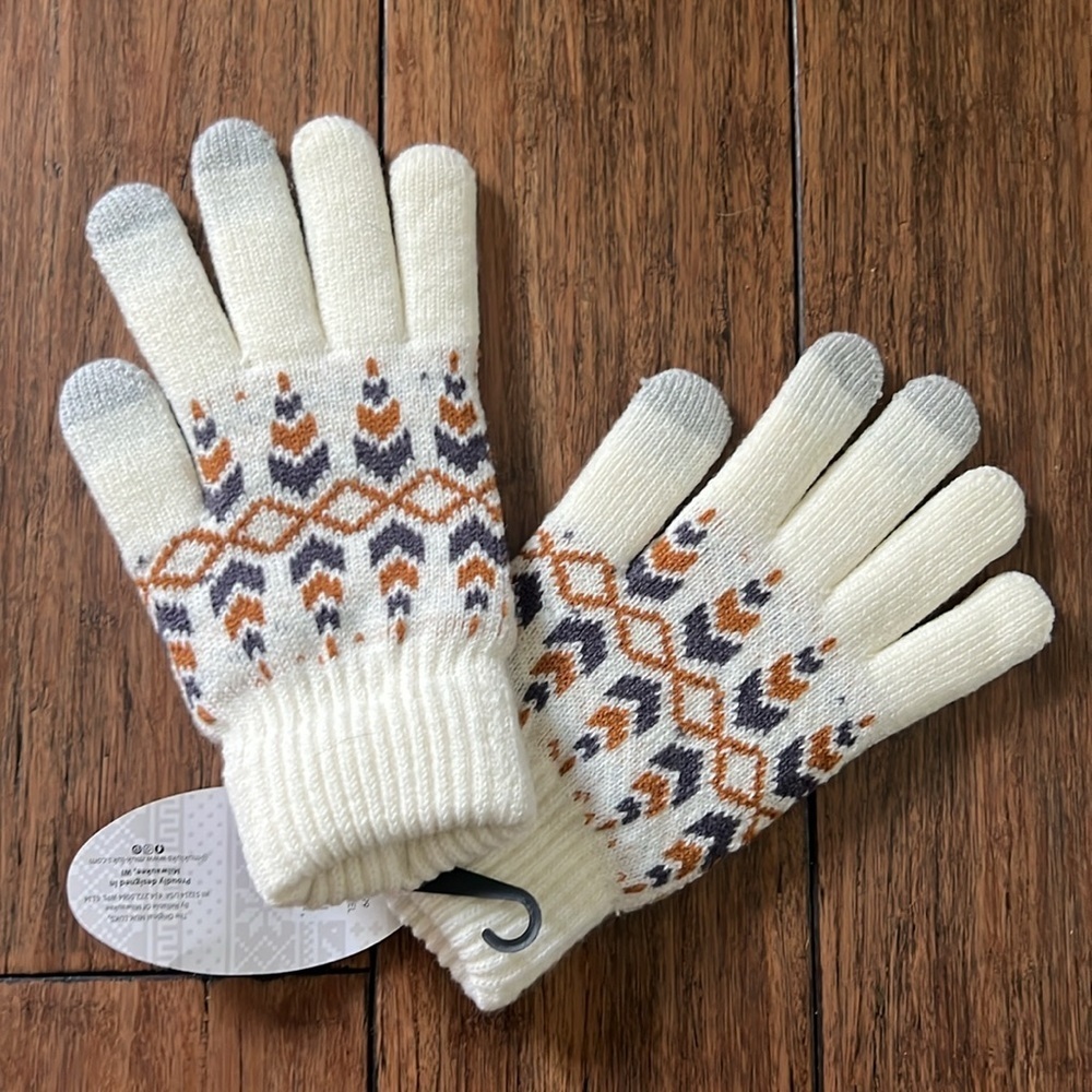 NWT Muk Luks Wool Knit Gloves Fair Isle Touch Screen Compatible - Picture 4 of 6
